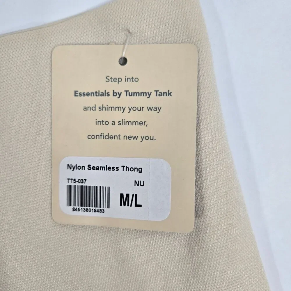 Essentials by Tummy Tank Size M/L Nude‎ Nylon Seamless Thong Panty TT5-037 NWT